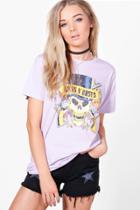 Boohoo Macie Guns N Roses Band Tee Lilac