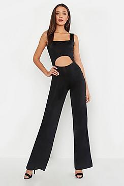 Boohoo Tall Cut Out Detail Wide Leg Jumpsuit