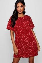 Boohoo Mini Polka Dot Short Sleeved Shift Dress