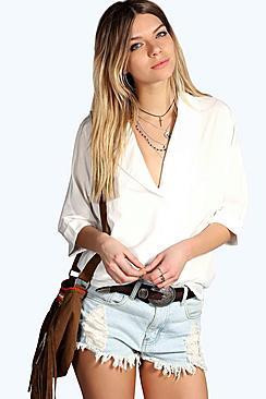 Boohoo Katherine Rever Collar Oversized Shirt