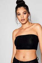 Boohoo Hailey Velvet Rib Bandeau Crop