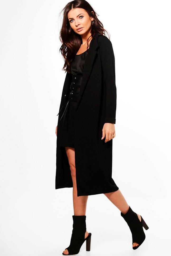 Boohoo Petite Olivia Longline Duster Black