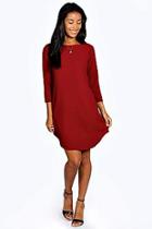 Boohoo Holly Curved Hem Woven Shift Dress