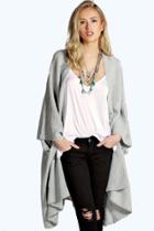 Boohoo Flora Pocket Cape Cardigan Grey