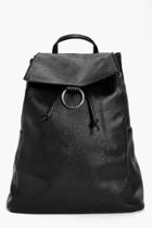 Boohoo Violet Round Clasp Detail Backpack Black
