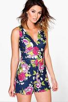 Boohoo Ruby Cross Back V Neck Playsuit