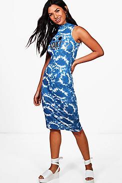 Boohoo Maya Space Ibiza Tie Dye Strappy Midi Dress