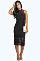 Boohoo Boutique Clare Lace High Neck Bodycon Midi Dress