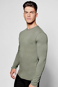 Boohoo Long Sleeve Muscle Fit T Shirt With Logo