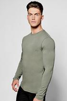 Boohoo Long Sleeve Muscle Fit T Shirt With Logo