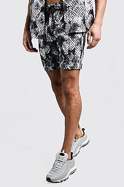 Boohoo Snake Print Mid Length Short