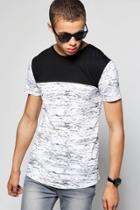 Boohoo Short Sleeve Space Dye Panel T-shirt White