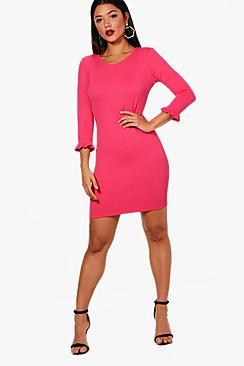Boohoo Florence Frill Cuff Bodycon Dress