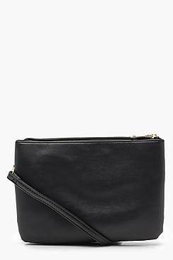 Boohoo Double Gusset Zip Top Cross Body Bag
