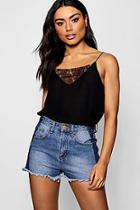 Boohoo Lace Insert Woven Cami Top
