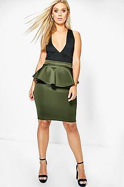 Boohoo Plus Hannah Peplum Skirt