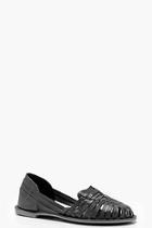 Boohoo Esme Wide Fit Leather Woven Ballets