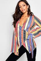 Boohoo Stripe Wrap Top