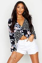 Boohoo Woven Viscose Mixed Floral Twist Blouse