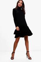 Boohoo High Neck Drop Hem Shift Dress
