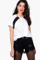 Boohoo Eva Lace Up Detail T-shirt White
