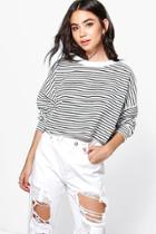 Boohoo Layla Stripe Cropped Sweatshirt Multi