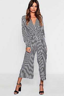 Boohoo Plunge Twist Front Culotte Jumpsuit