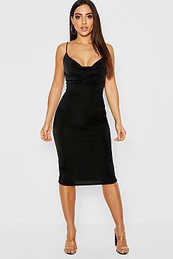 Boohoo Skinny Cowl Neck Midi Dress