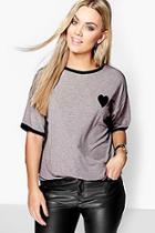 Boohoo Plus Elle Tipped T-shirt With Heart
