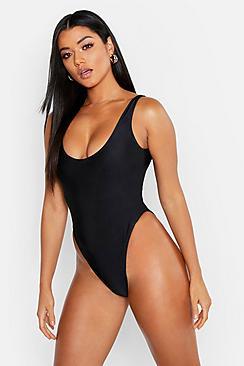 Boohoo Scoop High Leg Swimsuit