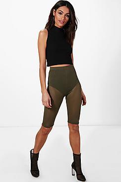 Boohoo Cleo Sheer Mesh Knee Length Leggings