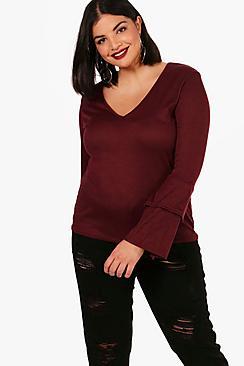 Boohoo Plus Megan Frill Sleeve Jumper