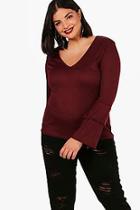 Boohoo Plus Megan Frill Sleeve Jumper