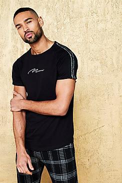 Boohoo Man Signature Raglan T-shirt With Party Tape