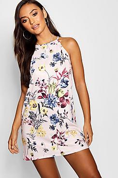 Boohoo Petite Floral Strappy Mini Dress