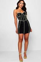 Boohoo Lottie Bandeau Piping Detail Bodycon Mini Dress