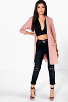 Boohoo Amelia Split Side Premium Crepe Duster Rose