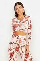 Boohoo Large Floral Knot Front Crop