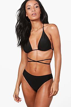 Boohoo Barcelona Triangle Criss Cross Tie Bikini