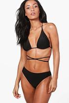 Boohoo Barcelona Triangle Criss Cross Tie Bikini