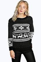 Boohoo Reindeer Fairisle Christmas Sweater