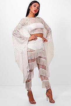 Boohoo Extreme Sleeve Lace Low Back Crop