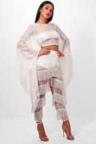 Boohoo Extreme Sleeve Lace Low Back Crop