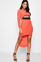 Boohoo Katra Contrast Binding Cut Front Maxi Dress