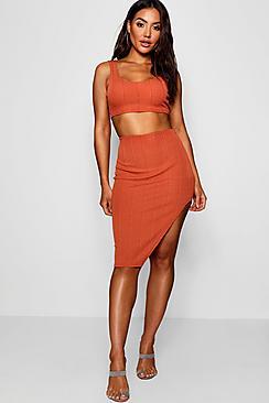 Boohoo Ellie Bandage Skirt And Crop Top Co-ord Set