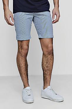 Boohoo Slim Fit Pinstripe Denim Shorts