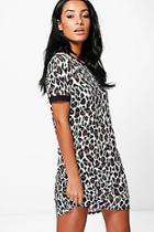 Boohoo Katy Leopaed Print T-shirt Dress