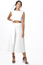 Boohoo Mia Tie Front Culotte & Boxy Top Co-ord Set Ivory