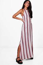 Boohoo Fi Stripe Column Scoop Back Maxi Dress