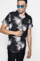 Boohoo Short Sleeve Tropical Print Revere Collar Shirt